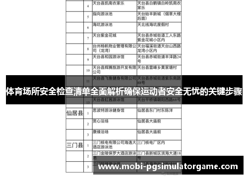 体育场所安全检查清单全面解析确保运动者安全无忧的关键步骤