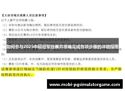如何参与2025中超冠军投票并准确完成各项步骤的详细指南