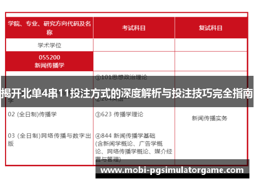 揭开北单4串11投注方式的深度解析与投注技巧完全指南